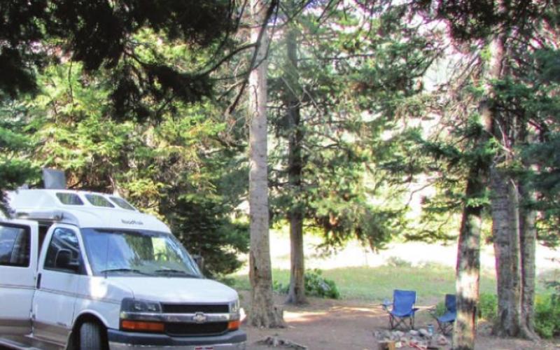 In most national forests there are clearings just off the gravel road where you are free to camp—or camp for free as the case may be.
