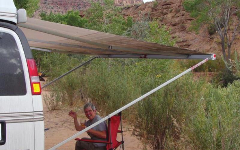 The campgrounds at Zion were full, but the ranger said we could just go back a couple miles and park along the Virgin River.