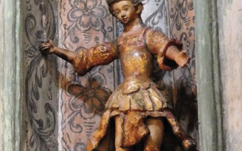 The gilded statue of San Miguel (St. Michael) dates from the early 1700s.