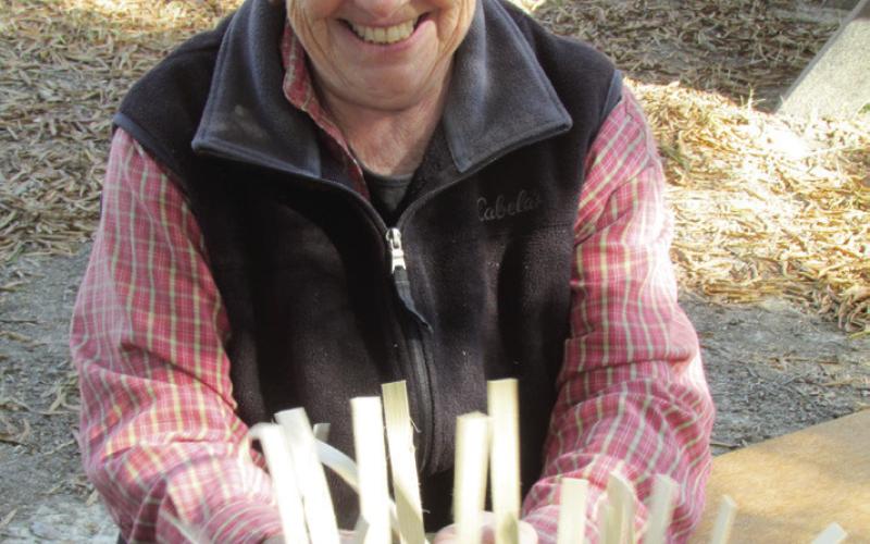 Shirley learned the art of basket weaving at Pioneer Days.