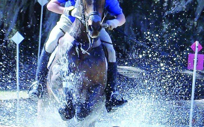 Water jumps in cross country are always dramatic.