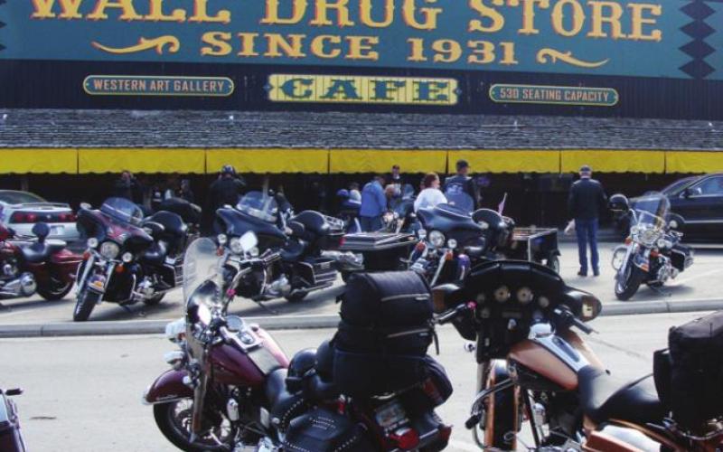Even rowdy bikers are attracted by the cinnabuns at Wall Drug. Besides, they promised to take souvenirs home to the kids.