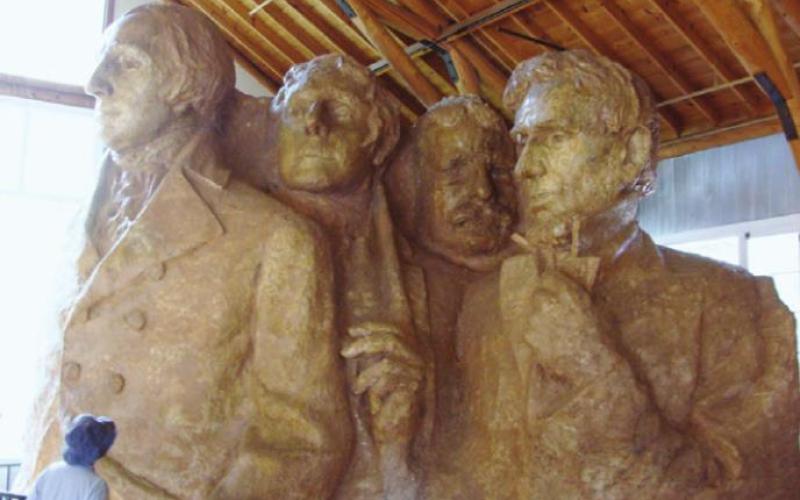 The workshop of Gutzon Borglum displays some of the rather large early drafts he made for Mt. Rushmore.