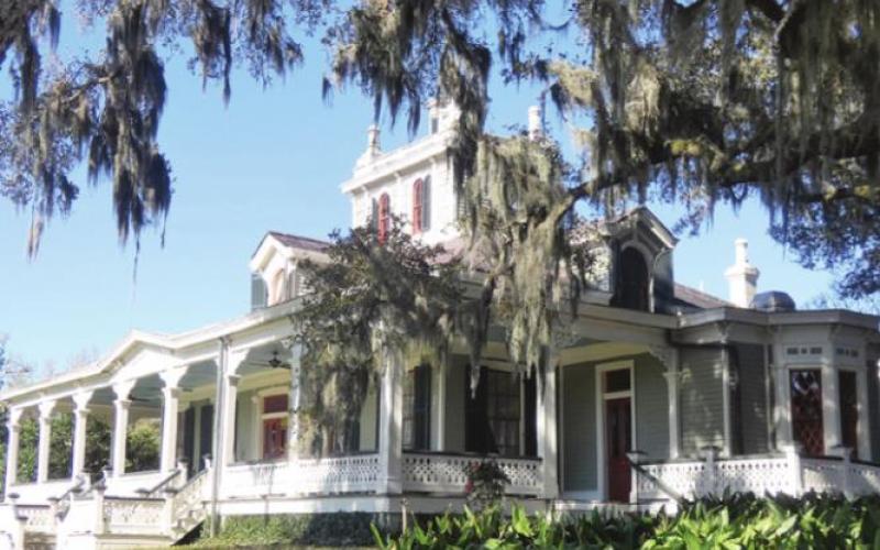 The Jefferson mansion as seen from the Cleveland Oak. A nearby Pirate Oak was the site of actual pirate treasure buried beneath it.