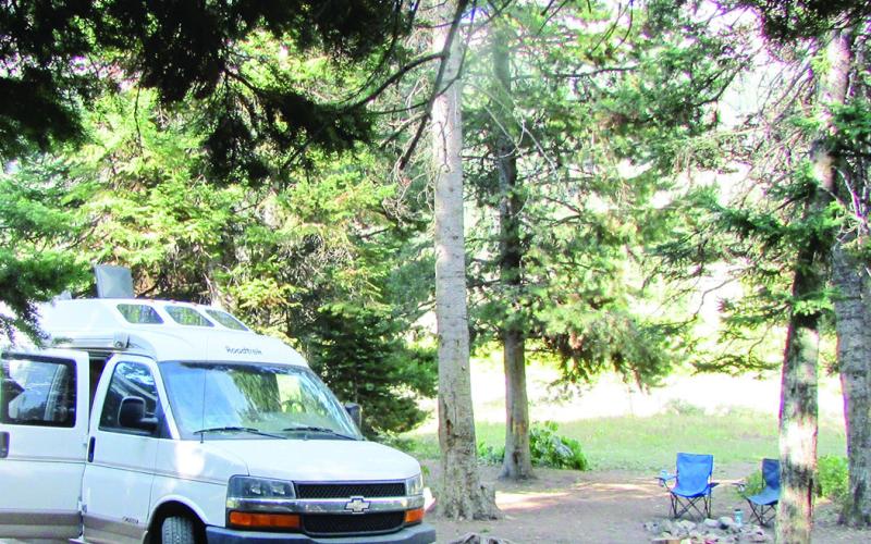 On Granite Creek in Wyoming, we found a nce clearing for boondocking and easy access to the trout.