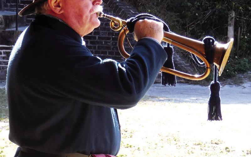This park volunteer in Civil War era uniform demonstrated a variety of military bugle calls from the period. Shared a lot of information in addition to the music.