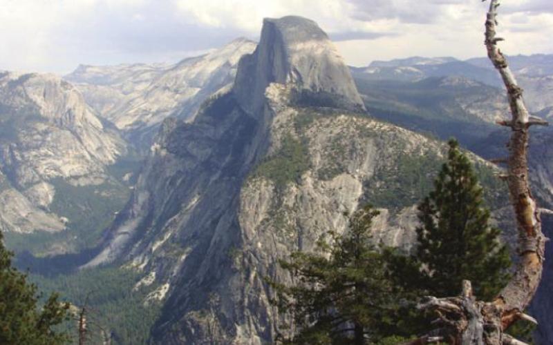 There are great views of Half Dome from Glacier Point Rd. in Yosemite that require no hiking at all.