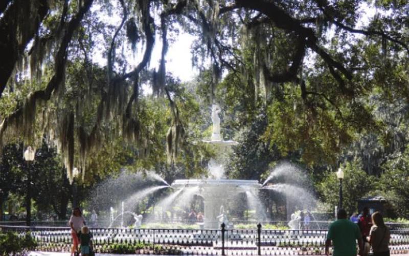 The fountain in Forsyth Park is a popular place to gather for lunch, impromptu jazz, and the occasional wedding.