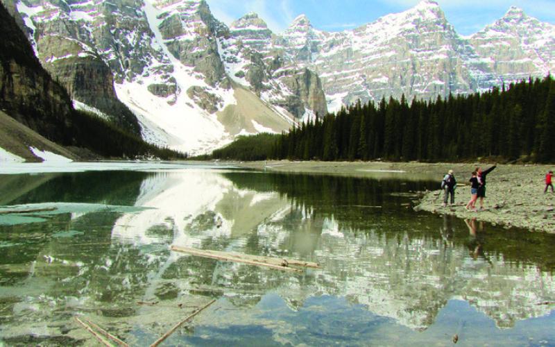 Moraine Lake is worth a few minutes of your time on your way to Alaska. It was featured on a Canadian $20 bill, but the setting is worth at least a million.