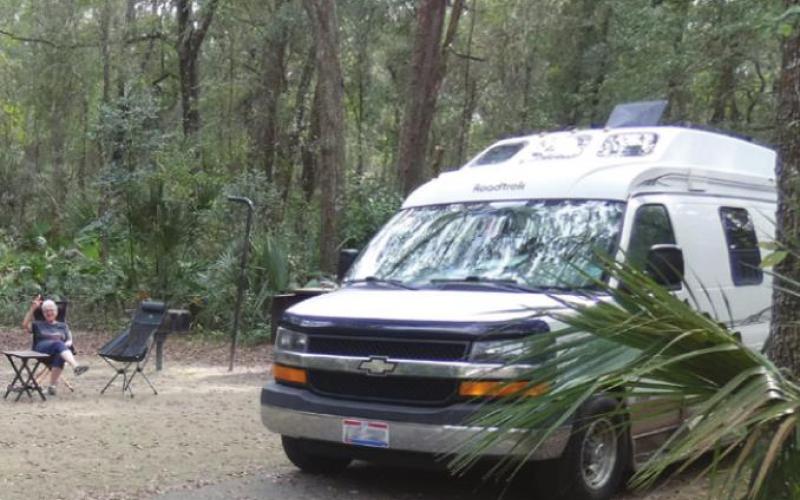 We like the campsites at Alexander Springs because they are large, widely spaced, and have privacy created by an understory of palmettos.