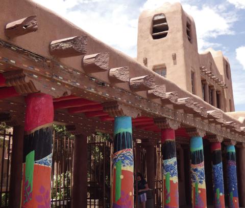 Colors in New Mexico tend to be vivid. Note the vigas, once functional but now mostly stylistic and decorative.