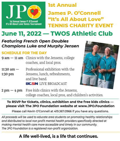 1st Annual James P. O’Connell “It’s All About Love” Tennis Charity Event 