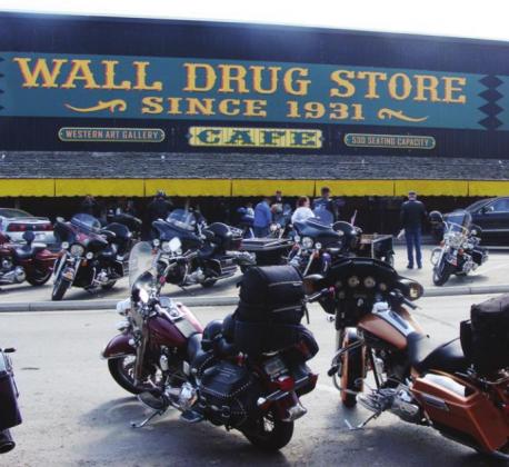 Even rowdy bikers are attracted by the cinnabuns at Wall Drug. Besides, they promised to take souvenirs home to the kids.