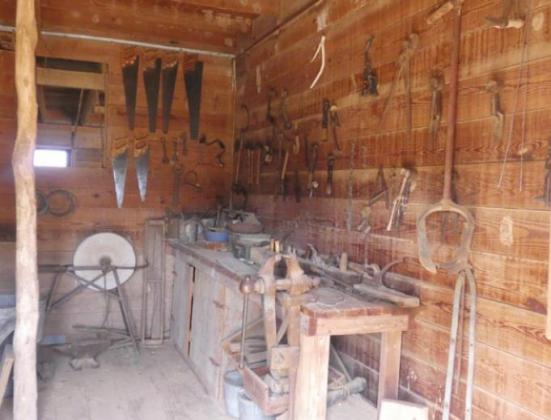 A tool shed and workshop were essential on pioneer homesteads. No one could be totally self-sufficient, but even a helpful neighbor was a long way off back then.