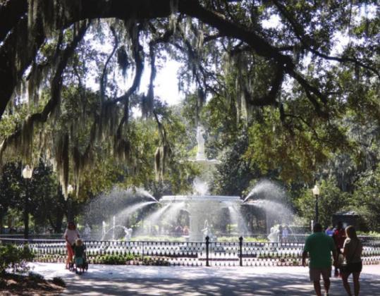 The fountain in Forsyth Park is a popular place to gather for lunch, impromptu jazz, and the occasional wedding.