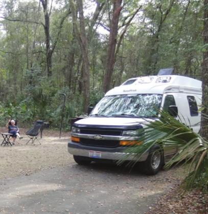 We like the campsites at Alexander Springs because they are large, widely spaced, and have privacy created by an understory of palmettos.